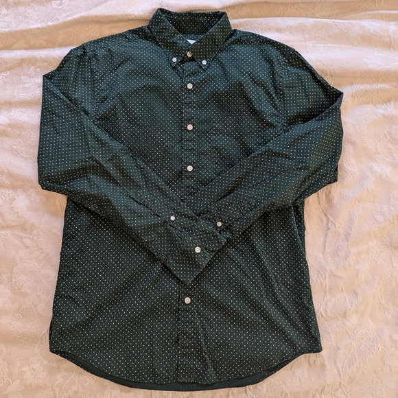 polka dot green American eagle button up medium - Picture 2 of 4